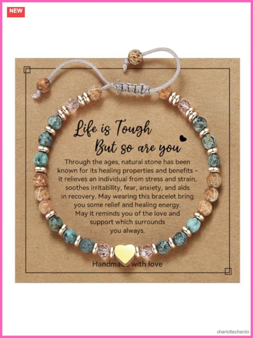 Natural Stone Stretch Bracelet Inspirational Gift for Women Healing